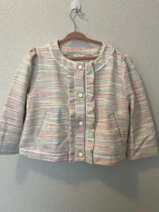 Janie and Jack Boucle Jacket White Button-Front Jacket Girls Size 10 Spring - Picture 1 of 9