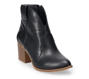 Sonoma San Juan Women's Western Ankle Boots Black Size 5 {NEW} {Damaged Box} - Picture 1 of 16