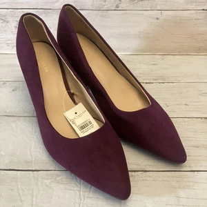 Zapatos de salón Ann Taylor Factory para mujer talla 10 borgoña tacón ancho punta puntiaguda - Imagen 1 de 13