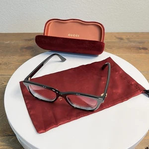 GUCCI Brille GG0330O 001 53-17 145 Schwarz Rechteckig Gestell mit Gold Logos - Bild 1 von 10