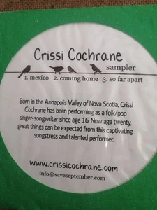 Crissi Cochrane CD " 3 Song Sampler" Preview Of 2009 CD . New Minas Nova Scotia  - Picture 1 of 1