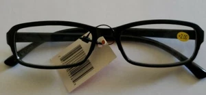 Plastic Framed Reading Eye Glasses ~ Black Frames ~ +2.00 Strength ~ K28 - Picture 1 of 8