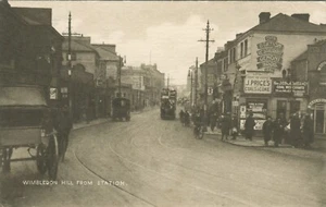 WIMBLEDON HILL FROM STATION, TRAM - Surrey Postcard - Picture 1 of 2