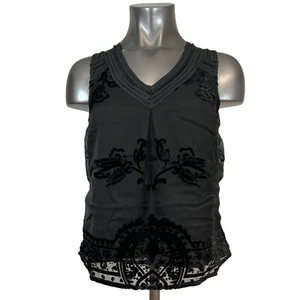 Meadow Rue Anthropologie Top Velvet V-Neck Whimsigoth Witchy Dark Fairy XSP - Picture 1 of 9