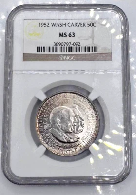 WASHINGTON-CARVER 1952 Silver Commemorative 50C NGC MS63 - Image 1 of 2