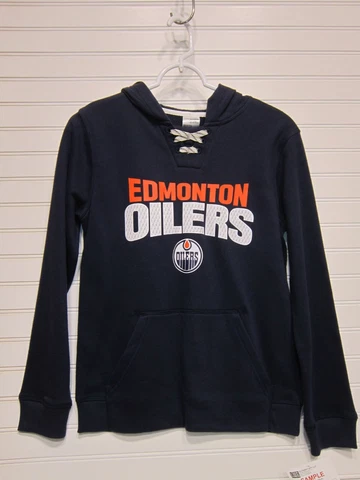 Edmonton Oilers Youth Hooded Sweatshirt Size M 10/12 NWT Sample Flaw Fixed Cover