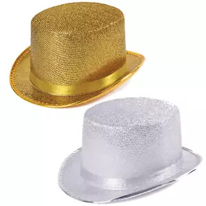 Showtime Showman Erwachsene Kostüm Zylinderhut Metallische Lurex Zylinder Herren - Bild 1 von 3