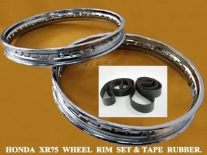 Fit Honda XR75    73-78 Front & Rear Steel Wheel Rim Set & Tape Rubber  [as1303] - Picture 1 of 6