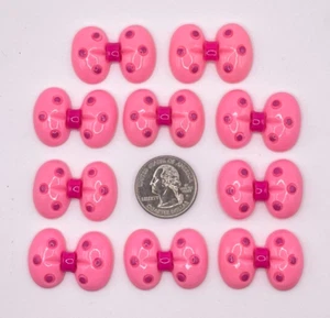 10 pcs x 1 1/4" Resin Polka Dot Bow Flatback/Girl/Cute/Birthday/Summer SB543P - Picture 1 of 1