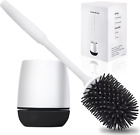 Hulameda Toilet Brush and Holder, Silicone Toilet Cleaning Brush with Quick 4 x