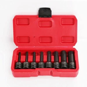 8Pcs Metric 1/2" Drive Impact Socket Set Hex Bits Long Air Allen Driver - Picture 1 of 5