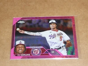 2023 Topps Chrome CJ ABRAMS MLB LOGO PINK REFRACTOR NATIONALS /199 M9509 - Picture 1 of 1