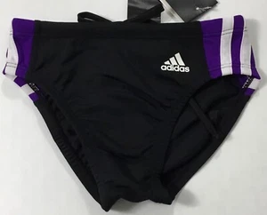 Adidas Men Solid Splice Swim Brief AMX8421 Black Purple Size 22 - Picture 1 of 2