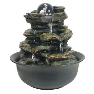 Indoor Water Fountain Heart of Nature Crystal Ball Home LED Decor Polyresin 22cm - Picture 1 of 2