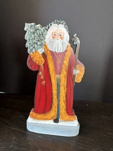 Handpainted Carved Wooden Moravian Santa Signed By Barbara Schramm - Picture 1 of 7
