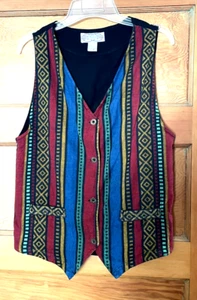 Damen Vintage 80er Weste Gr. L Boho Hippie Bohemian bunt Marke Angelique - Bild 1 von 6