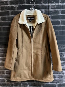 Marvin Richards Women's Coat Size Medium Tan Suede Polyester Jacket Long - Picture 1 of 7