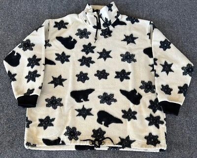 Pulôver de lã Bay Area Traders feminino M vintage creme ursos pretos flocos de neve  - Imagem 1 de 4