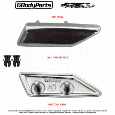 81-88 Cutlass Top of Fender Hood Trim Extension Chrome Trim Molding w/HDW - LH — 第 1/4 张图片