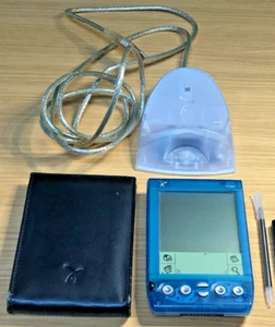 Handspring Visor Deluxe Blue * Palm OS PDA + USB PC Dock, Leather Case * WORKS! - Photo 1 sur 10
