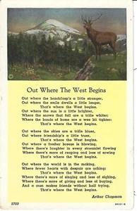 OUT WHERE THE WEST BEGINS POSTCARD ELK LOOKING OVER HIS DOMAIN CHAPMAN VERSE - Picture 1 of 2