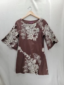 Nuevo con etiquetas Vestido Sweet Sinammon Marrón Bordado Floral Manga 3/4 Cremallera Lateral Talla-M - Imagen 1 de 12