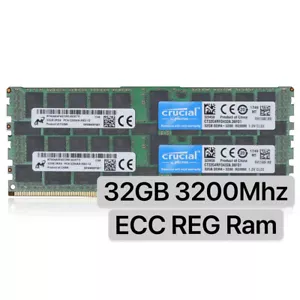 Crucial 64GB (2X32GB) 3200MHz DDR4 PC4-25600 ECC Registered Memory CT32G4RFD432A - Picture 1 of 1