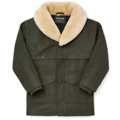 Filson Lined Wool Packer Coat 20018829 MADE IN USA Forest Green Olive Otter CC - Image 1 of 4