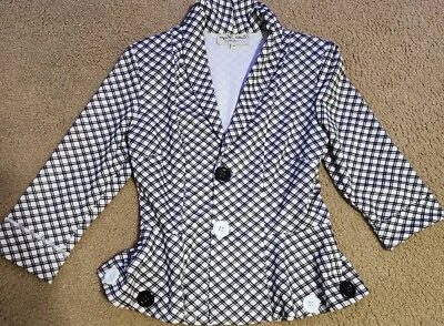 Blazer Bettie Page By Tatyana Marrón a Cuadros M Con Botones Alrededor De La Parte Inferior Foto 1 de 4