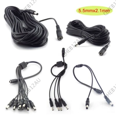 DC 5.5x2.1mm Male to Female Extension Cord CCTV LED strips Power Cable 19H - Image 1 of 4