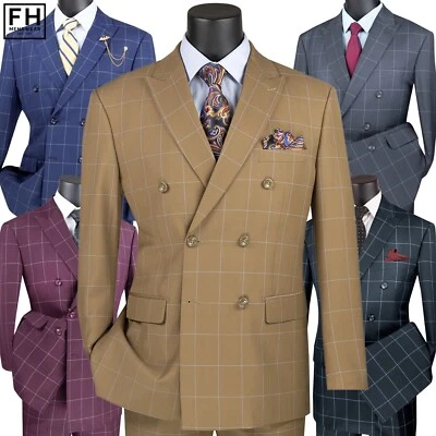 Traje moderno VINCI para hombre ventana doble botonadura 6 botones - 36S-56L, 6 colores Foto 1 de 4