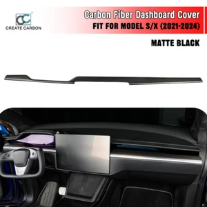 1pcs Matte Carbon Fiber Dashboard Panel Trim Fit For Tesla Model S Model X - Bild 1 von 8