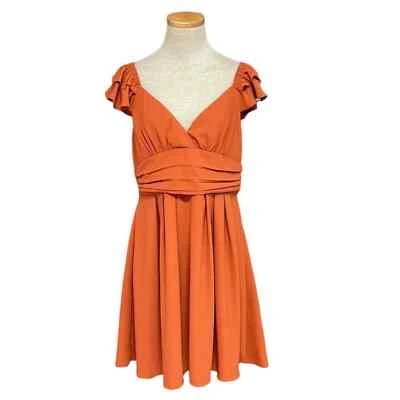 Mint Choco Just Right Dress Womens L Orange Rust Short Sleeve V-Neck Fit & Flare Foto 1 de 4