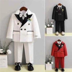 Wedding Suit 1 Year Birthday Dress Costume Kids Jacket Pants Bowtie Tuxedo Dress - Picture 1 of 13