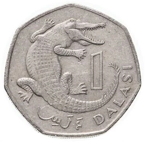 The Gambia | 1 Dalasi Coin | Slender-snouted crocodile | Km:59 | 1998 - Picture 1 of 12