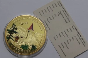 π§ π©πͺ GERMANY PROOF MASSIVE MEDAL RAPUNZEL 70mm GOLD PLATED B62 #17 - Picture 1 of 3