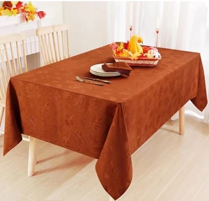 Smiry Rectangle Thanksgiving Tablecloth 60” x 102” Fall Waterproof Damask Table - Picture 1 of 12