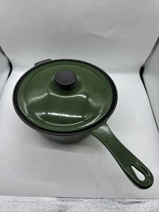 Le Creuset 20 Green Enamel Cast Iron Pan. Saucepan With Lid Made In France - Picture 1 of 8