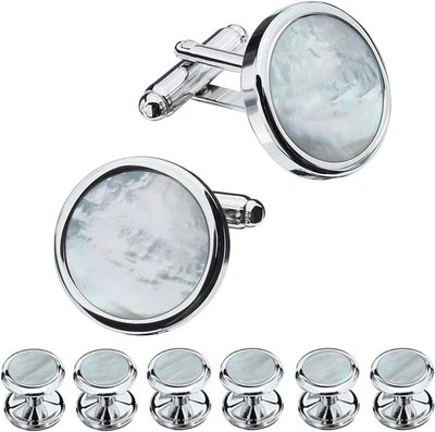 Fashion Mother-Of-Pearl Tuxedo Shirt Button and Cufflink Set, Specially Designed - Image 1 of 4