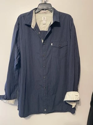AIGLE  Men’s Long Sleeve Cotton Striped Dark Blue Button Up Shirt Size XXL - Image 1 of 4