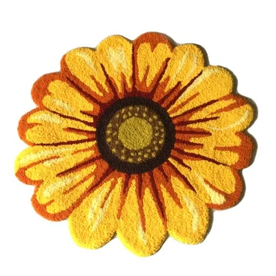 Alfombra de girasol hecha a mano alfombra de piso con forma de flor de 25 x 25 pulgadas lavable no antideslizante... Foto 1 de 4