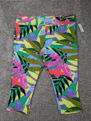 Terra & Sky Leggings Women 3X Multicolor Hawaiian Print Capri Hi Rise Plus Size - Image 1 of 4