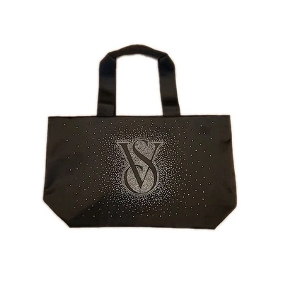 Victoria’s Secret Grande Negro Bolso de Pañales Bolso de Playa Estrás Logo Nuevo Foto 1 de 4
