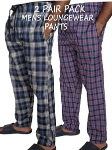 Mens Pyjama Bottoms Woven Check Cotton Blend Mens Lounge Pants Nightwear Trouser - Picture 1 of 7
