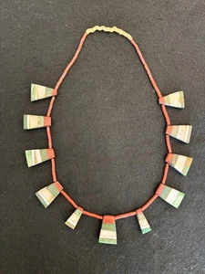 RIESIGE VINTAGE SANTO DOMINGO PUEBLO INDIANER DEPRESSION ÄRA GEN STEIN HALSKETTE - Bild 1 von 12