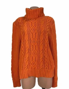 Ralph Lauren LRL Pullover Damen XL Orange Zopfmuster Fischer Vintage 90er - Bild 1 von 7