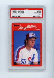 1990 Donruss Larry Walker #578 Rookie RC PSA 10 GEM MINT Expos - Picture 1 of 2