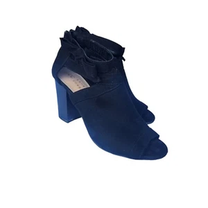 LC Conrad Womens PeepToe Black Ankle Booties Size 8 Medium Bow Accent - Picture 1 of 16