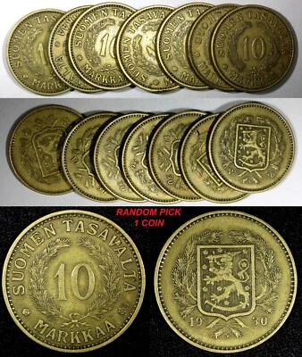 FINLAND Aluminum-Bronze 1930-S 10 Markkaa KM# A32 RANDOM PICK (1 Coin) (27 168) - Image 1 of 4