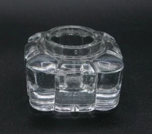 Art Deco Clear Glass Square Block Rounded Edges Inkwell Nice Condition NO LID - Picture 1 of 12